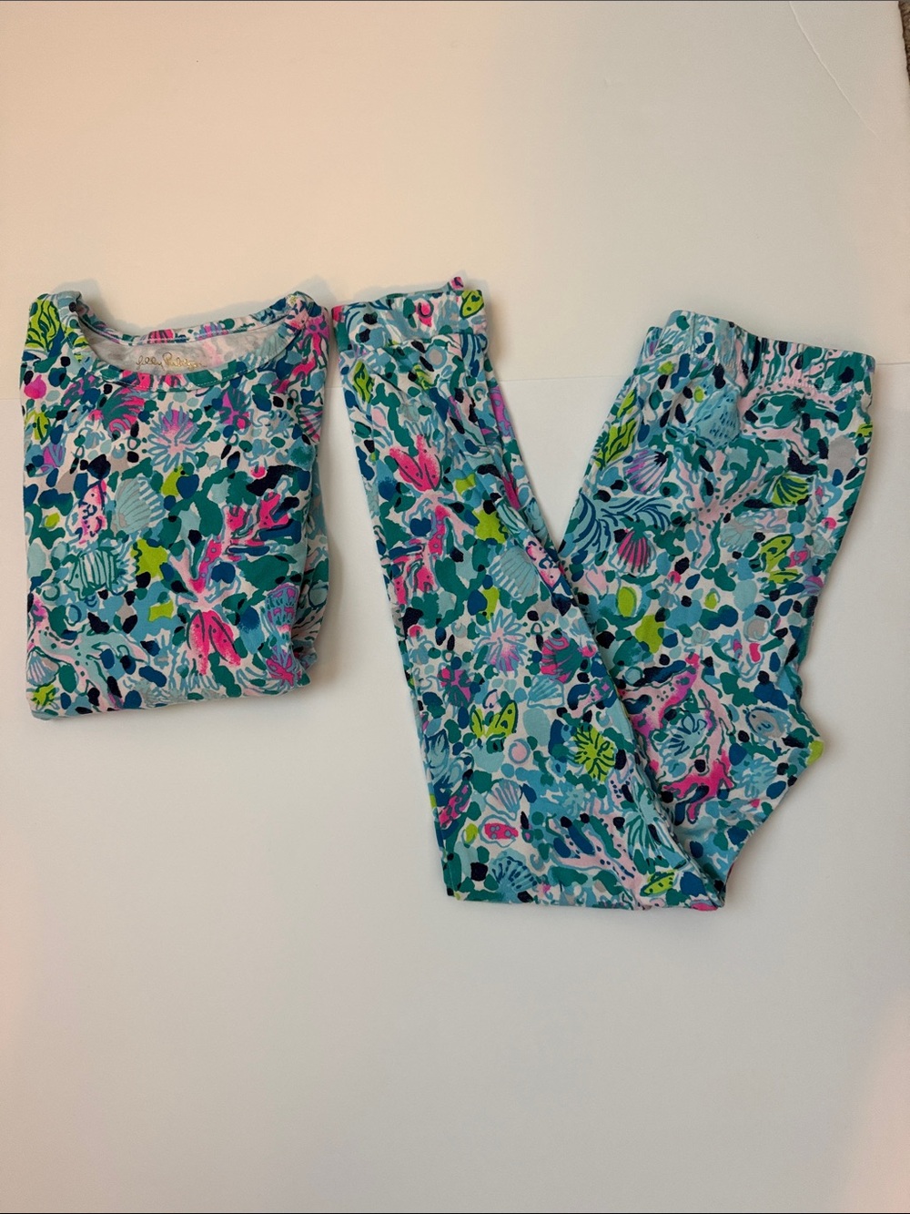 Lilly Pulitzer Kids Floral Pajama Set - Teal, Pink & Green